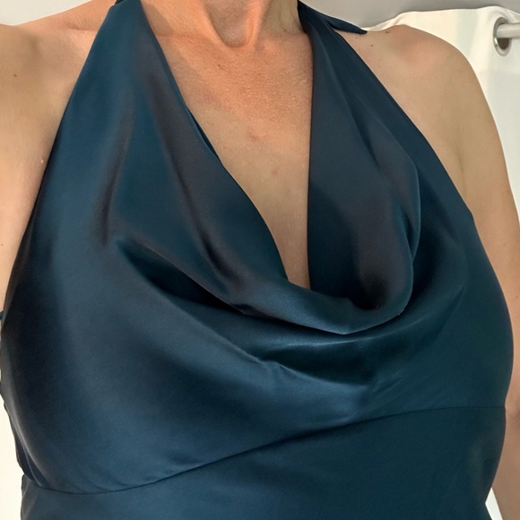 NWT Jones New York Dress, Size 8, Peacock Blue Pleated Back, 100% Silk - Picture 4 of 10